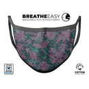 Turquoise and Burgundy Floral Velvet v2 - Made in USA Mouth Cover Unisex Anti-Dust Cotton Blend Reusable & Washable Face Mask with Adjustable Sizing for Adult or Child