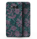 Turquoise and Burgundy Floral Velvet v2 - Samsung Galaxy S8 Full-Body Skin Kit
