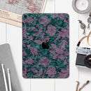 Turquoise and Burgundy Floral Velvet v2 - Full Body Skin Decal for the Apple iPad Pro 12.9", 11", 10.5", 9.7", Air or Mini (All Models Available)