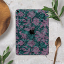 Turquoise and Burgundy Floral Velvet v2 - Full Body Skin Decal for the Apple iPad Pro 12.9", 11", 10.5", 9.7", Air or Mini (All Models Available)