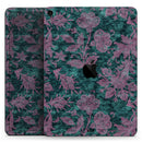 Turquoise and Burgundy Floral Velvet v2 - Full Body Skin Decal for the Apple iPad Pro 12.9", 11", 10.5", 9.7", Air or Mini (All Models Available)