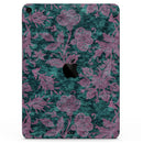 Turquoise and Burgundy Floral Velvet v2 - Full Body Skin Decal for the Apple iPad Pro 12.9", 11", 10.5", 9.7", Air or Mini (All Models Available)