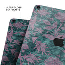Turquoise and Burgundy Floral Velvet v2 - Full Body Skin Decal for the Apple iPad Pro 12.9", 11", 10.5", 9.7", Air or Mini (All Models Available)