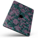Turquoise and Burgundy Floral Velvet v2 - Full Body Skin Decal for the Apple iPad Pro 12.9", 11", 10.5", 9.7", Air or Mini (All Models Available)