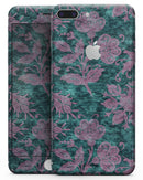 Turquoise and Burgundy Floral Velvet v2 - Skin-kit for the iPhone 8 or 8 Plus