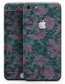 Turquoise and Burgundy Floral Velvet v2 - Skin-kit for the iPhone 8 or 8 Plus