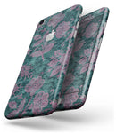 Turquoise and Burgundy Floral Velvet v2 - Skin-kit for the iPhone 8 or 8 Plus