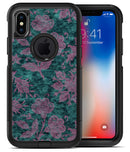 Turquoise and Burgundy Floral Velvet v2 - iPhone X OtterBox Case & Skin Kits