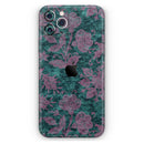 Turquoise and Burgundy Floral Velvet v2 - Protective Skin Wrap & Decal – Compatible with iPhone SE to iPhone 17 Pro Max (All Models)