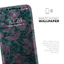 Turquoise and Burgundy Floral Velvet v2 - Protective Skin Wrap & Decal – Compatible with iPhone SE to iPhone 17 Pro Max (All Models)