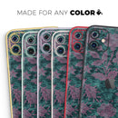Turquoise and Burgundy Floral Velvet v2 - Protective Skin Wrap & Decal – Compatible with iPhone SE to iPhone 17 Pro Max (All Models)
