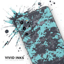 Turquoise and Gray Digital Camouflage - Skin-Kit for the Samsung Galaxy S-Series S20, S20 Plus, S20 Ultra , S10 & others (All Galaxy Devices Available)