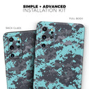 Turquoise and Gray Digital Camouflage - Skin-Kit for the Samsung Galaxy S-Series S20, S20 Plus, S20 Ultra , S10 & others (All Galaxy Devices Available)