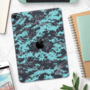 Turquoise and Gray Digital Camouflage - Full Body Skin Decal for the Apple iPad Pro 12.9", 11", 10.5", 9.7", Air or Mini (All Models Available)