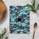 Turquoise and Gray Digital Camouflage - Full Body Skin Decal for the Apple iPad Pro 12.9", 11", 10.5", 9.7", Air or Mini (All Models Available)