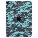 Turquoise and Gray Digital Camouflage - Full Body Skin Decal for the Apple iPad Pro 12.9", 11", 10.5", 9.7", Air or Mini (All Models Available)