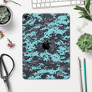 Turquoise and Gray Digital Camouflage - Full Body Skin Decal for the Apple iPad Pro 12.9", 11", 10.5", 9.7", Air or Mini (All Models Available)