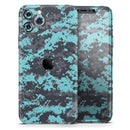 Turquoise and Gray Digital Camouflage - Protective Skin Wrap & Decal – Compatible with iPhone SE to iPhone 17 Pro Max (All Models)