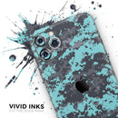 Turquoise and Gray Digital Camouflage - Protective Skin Wrap & Decal – Compatible with iPhone SE to iPhone 17 Pro Max (All Models)