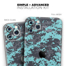 Turquoise and Gray Digital Camouflage - Protective Skin Wrap & Decal – Compatible with iPhone SE to iPhone 17 Pro Max (All Models)