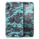Turquoise and Gray Digital Camouflage - Protective Skin Wrap & Decal – Compatible with iPhone SE to iPhone 17 Pro Max (All Models)