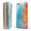 Turquoise to Pink Absorbed Watercolor Texture iPhone 6/6s or 6/6s Plus 2-Piece Hybrid INK-Fuzed Case