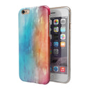 Turquoise to Pink Absorbed Watercolor Texture iPhone 6/6s or 6/6s Plus 2-Piece Hybrid INK-Fuzed Case
