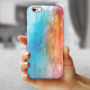 Turquoise to Pink Absorbed Watercolor Texture iPhone 6/6s or 6/6s Plus 2-Piece Hybrid INK-Fuzed Case