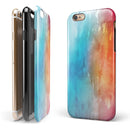 Turquoise to Pink Absorbed Watercolor Texture iPhone 6/6s or 6/6s Plus 2-Piece Hybrid INK-Fuzed Case