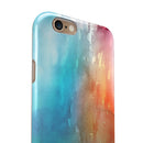 Turquoise to Pink Absorbed Watercolor Texture iPhone 6/6s or 6/6s Plus 2-Piece Hybrid INK-Fuzed Case