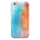 Turquoise to Pink Absorbed Watercolor Texture iPhone 6/6s or 6/6s Plus 2-Piece Hybrid INK-Fuzed Case