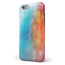Turquoise to Pink Absorbed Watercolor Texture iPhone 6/6s or 6/6s Plus 2-Piece Hybrid INK-Fuzed Case