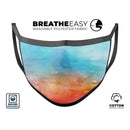 Turquoise to Pink Absorbed Watercolor Texture - Made in USA Mouth Cover Unisex Anti-Dust Cotton Blend Reusable & Washable Face Mask with Adjustable Sizing for Adult or Child