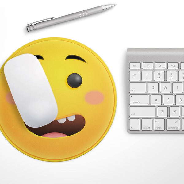 Uhh Friendly Emoticons// WaterProof Rubber Foam Backed Anti-Slip Mouse Pad for Home Work Office or Gaming Computer Desk
