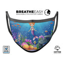 Under the Sea Mermaid V1 - Made in USA Mouth Cover Unisex Anti-Dust Cotton Blend Reusable & Washable Face Mask with Adjustable Sizing for Adult or Child