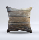 Uneven Dark Wooden Planks ink-Fuzed Decorative Throw Pillow