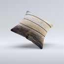 Uneven Dark Wooden Planks ink-Fuzed Decorative Throw Pillow
