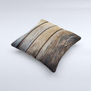 Uneven Dark Wooden Planks ink-Fuzed Decorative Throw Pillow