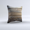 Uneven Dark Wooden Planks ink-Fuzed Decorative Throw Pillow