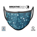Unfocused Blue Glowing Orbs of Light - Made in USA Mouth Cover Unisex Anti-Dust Cotton Blend Reusable & Washable Face Mask with Adjustable Sizing for Adult or Child