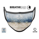 Unfocused Blue and Gold Sparkles - Made in USA Mouth Cover Unisex Anti-Dust Cotton Blend Reusable & Washable Face Mask with Adjustable Sizing for Adult or Child