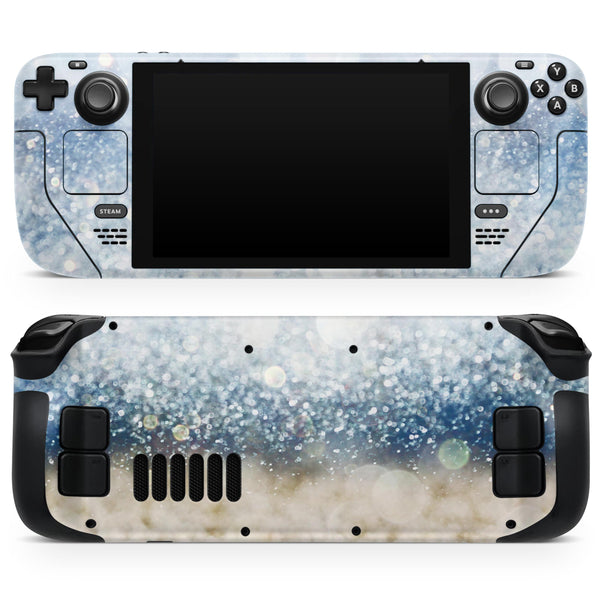 Unfocused Blue and Gold Sparkles // Full Body Skin Decal Wrap Kit for the Steam Deck handheld gaming computer