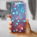 Unfocused Blue and Red Orbs iPhone 6/6s or 6/6s Plus 2-Piece Hybrid INK-Fuzed Case