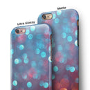 Unfocused Blue and Red Orbs iPhone 6/6s or 6/6s Plus 2-Piece Hybrid INK-Fuzed Case