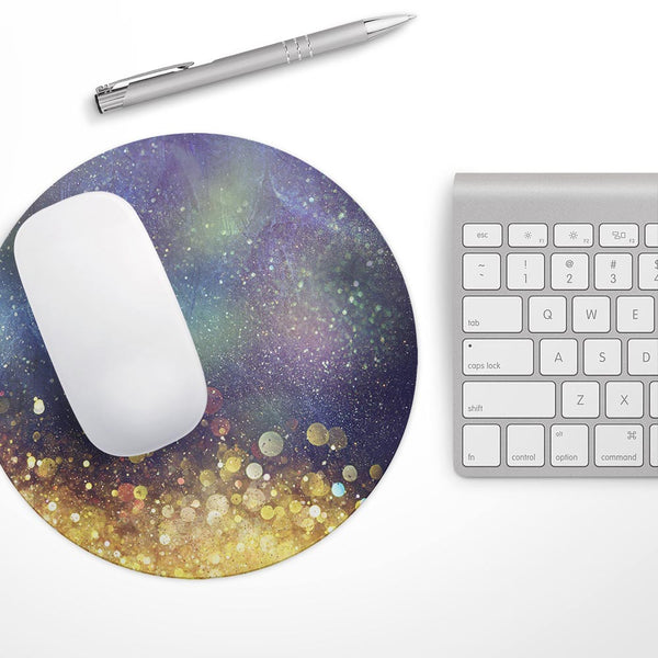 Unfocused MultiColor Gold Sparkle// WaterProof Rubber Foam Backed Anti-Slip Mouse Pad for Home Work Office or Gaming Computer Desk
