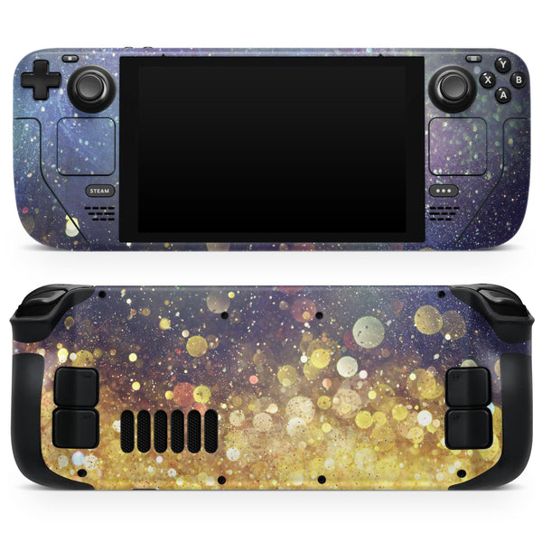 Unfocused MultiColor Gold Sparkle // Full Body Skin Decal Wrap Kit for the Steam Deck handheld gaming computer