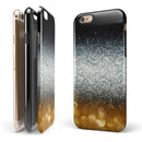 Unfocused Silver Sparkle with Gold Orbs iPhone 6/6s or 6/6s Plus 2-Piece Hybrid INK-Fuzed Case