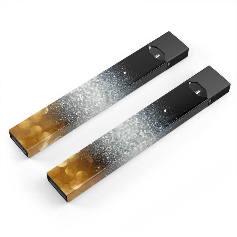 Unfocused Silver Sparkle with Gold Orbs - Premium Decal Protective Skin-Wrap Sticker compatible with the Juul Labs vaping device