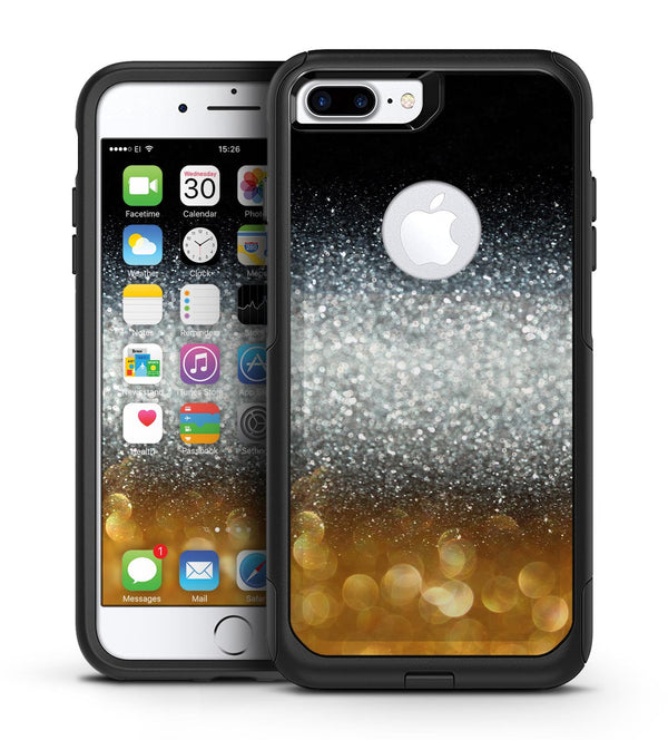 Unfocused Silver Sparkle with Gold Orbs - iPhone 7 or 7 Plus Commuter Case Skin Kit