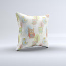 Various Cartoon Owls Pattern ink-Fuzed Decorative Throw Pillow